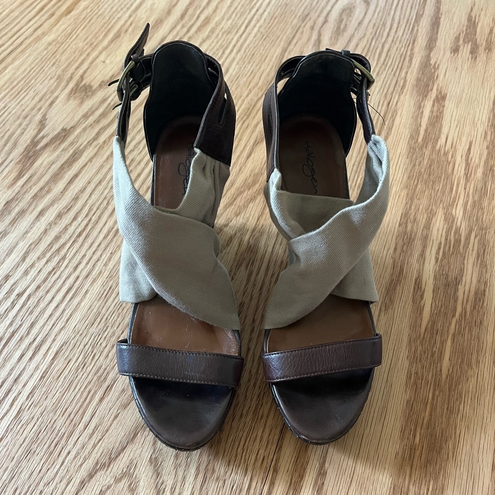 Leather wedge heels